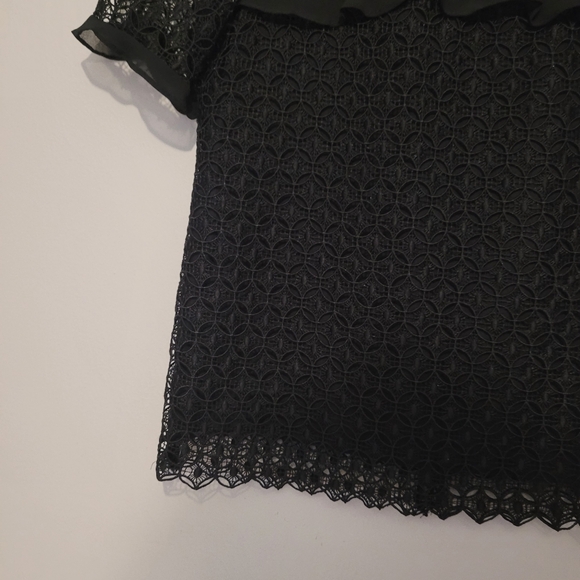 Zara Mock Neck Ruffle Lace Top - Picture 6 of 11